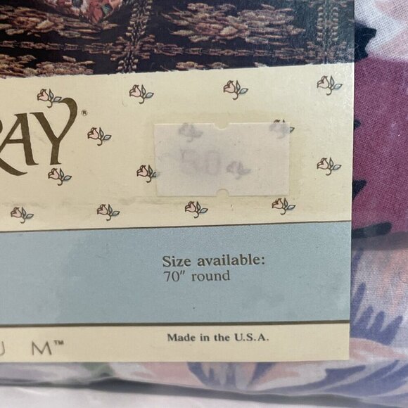 VTG 80s JC Penny Croscill Elizabeth Gray Garden Romance Tablecloth 70" NEW! - Picture 4 of 6